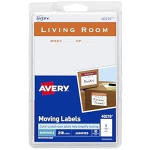 Avery Removable Moving Labels, Assorted Sizes and Colors, Pack of 218 ...