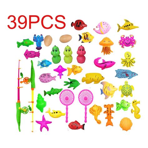 Creative 39 Pieces Magnetic Fishing Toy Baby Bath Toy Fishing Learning ...
