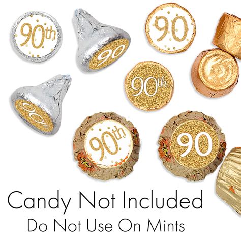 Buy White and Gold 90th Birthday Party Favor Stickers - 180 Count ...
