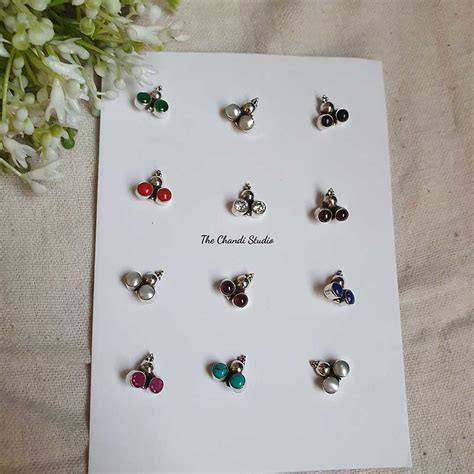 Buy Sterling Silver Stone Nosepin Online in India – The Chandi Studio
