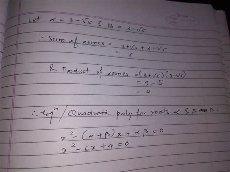 find the quadratic polynomial whose zeros are given below in photo ...