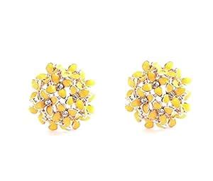 Crunchy Fashion Jewellery Traditional Yellow Floral Stud Earrings for ...