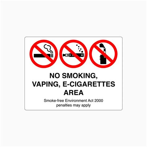 NO SMOKING, VAPING, E-CIGARETTES AREA SIGN - Get signs