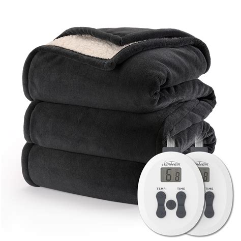 Buy SunbeamRoyal Luxe Sherpa Night Fog Heated Blanket - King Online at ...