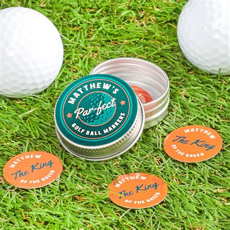 Personalised Colourful Golf Ball Marker Set In Tin By Oakdene Designs