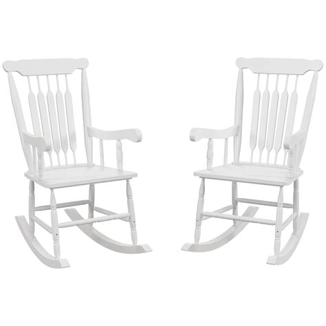 Outdoor Rocking Chairs Set of 2, Patio Wooden Rocking Chair with Smooth ...