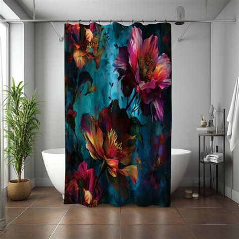 Floral Contemporary Shower Curtain Beautiful Modern Bathroom Decor in ...