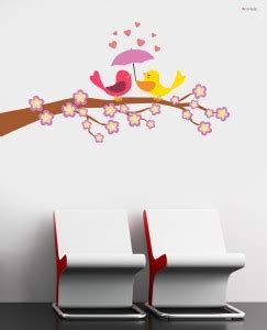 Sudarshan Creatives 91 cm love Birds Under Umbrella PVC Vinyl Wall ...