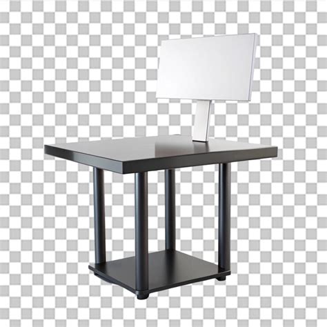 A black table with a white sign isolated on transparent background ...