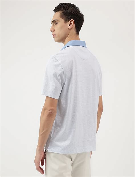 Buy Pure Cotton Micro Print Polo Neck T-Shirt at Marks & Spencer