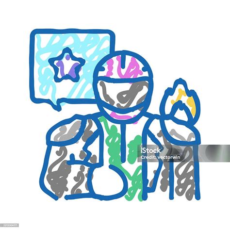 Stuntman Video Production Film Icon Doodle Illustration Stock ...