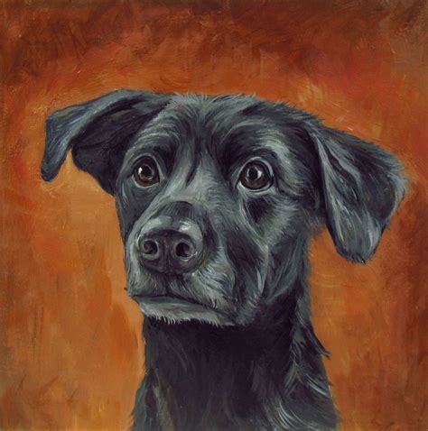 Custom Pet Portrait Painting of a Black Dog