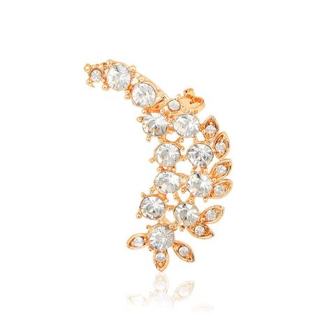 Moedbuille White Stone Encrusted Golden Ear Cuff : Amazon.in: Fashion