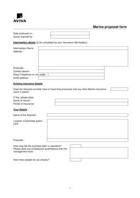 Fillable Online higos co Marine proposal form - higoscouk - higos co ...