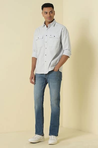 Allen Solly Jeans Casual Shirts, Men Grey Relaxed Fit Solid Full ...