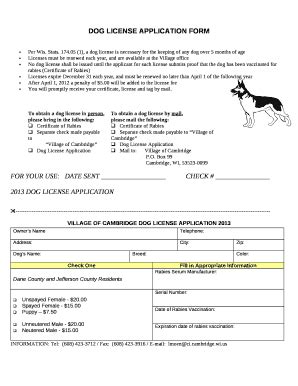 05 (1), a dog license is necessary for the keeping of any dog over 5 ...