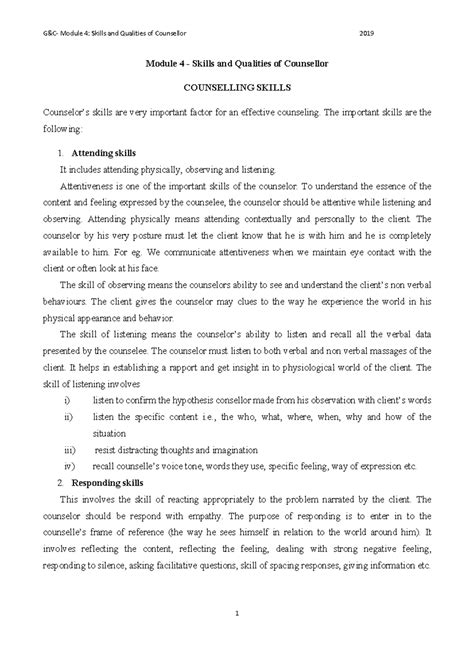 Guidance and counselling - Module 3 - Process of Counselling Types of ...