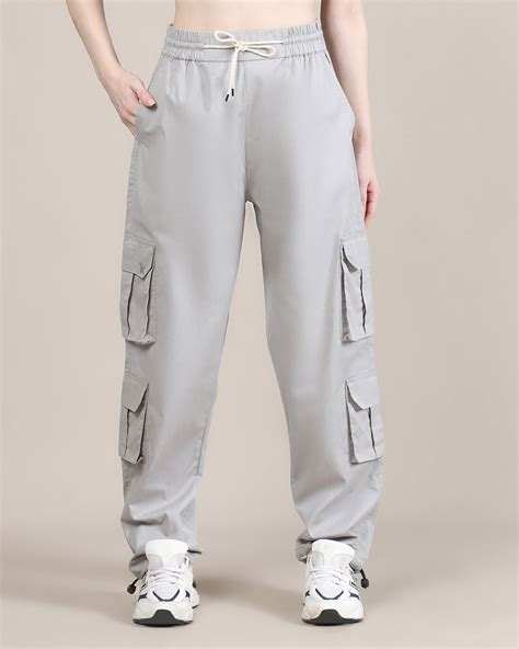 Buy Women's Cloud Grey Loose Comfort Fit Cargo Pants Online in India at ...