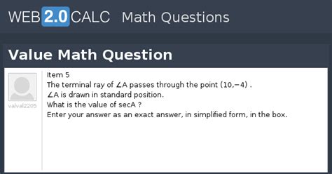 View question - Value Math Question