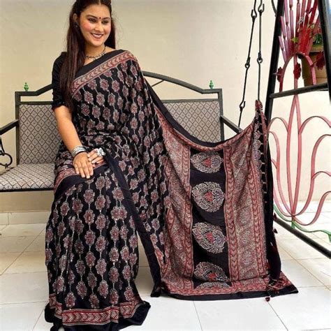 Imported Cotton Ajrak 7 Printed Cotton Saree Collection