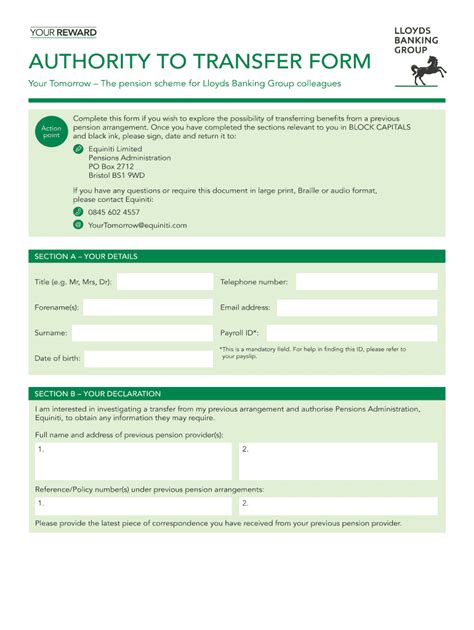 2014 UK Lloyds Banking Group Authority to Transfer Form Fill Online ...