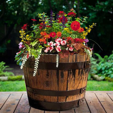 Whiskey Barrel Tiered Planter Southern Patio Whiskey Barrel Planter