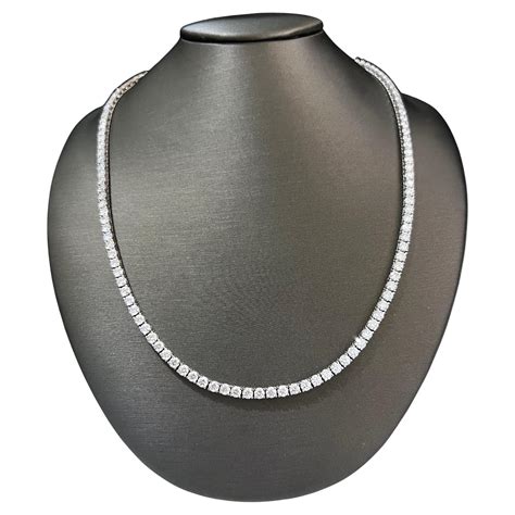 Tennis Necklace in 18K White Gold with Round Diamonds. D28.66ct.t.w ...