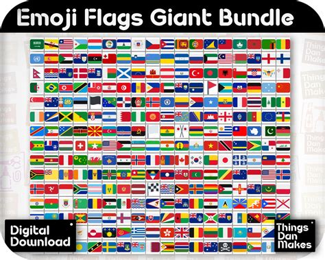 Flags of the World Emojis Bundle, ALL Official Country Flag Emojis Plus Pirate Flag, SVG, Png ...