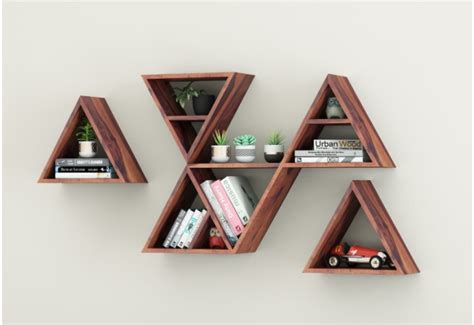 Buy Bea Wooden Wall Shelves (Teak Finish) Online at Best Prices | Urbanwood