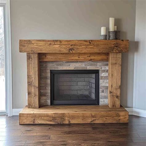 Reclaimed Wood Mantel in 2025 | Fireplace remodel, Wooden fireplace ...