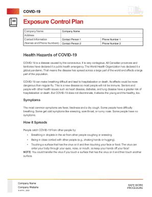 Fillable Online Covid-19 Exposure Control Plan Fax Email Print - pdfFiller