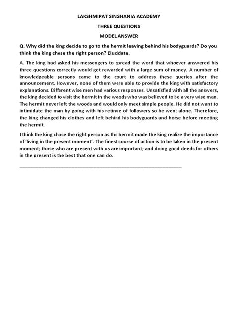 Image result for Three Questions You Must Answer