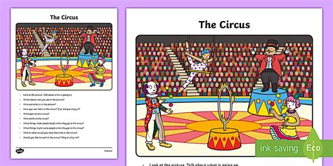 The Circus Oral Language Worksheet / Worksheet-Irish, worksheet