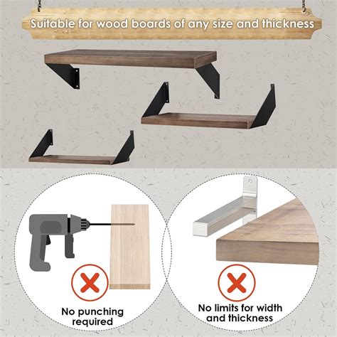 Buy SPOROOT 4pc Shelf Brackets, Floating Shelves Black Shelf Brackets ...