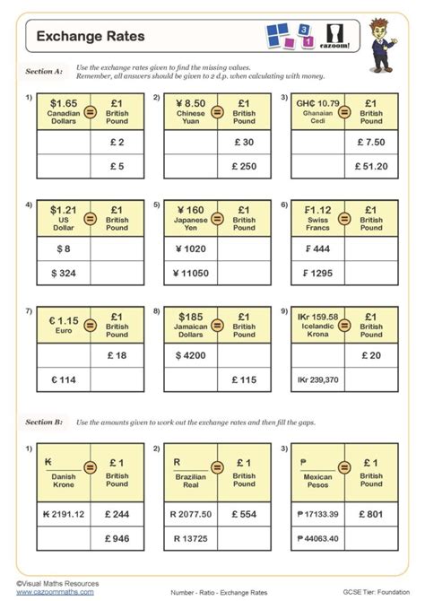 Currency Conversion Worksheet UK 的图像结果