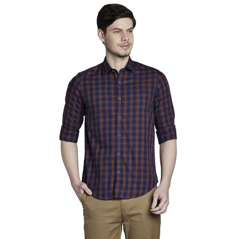 ColorPlus Men Brown Slim Fit Checks Cotton Full Sleeve Shirts – MyRaymond