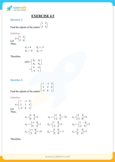 Maths Class 12 Exercise 4.2 的图像结果