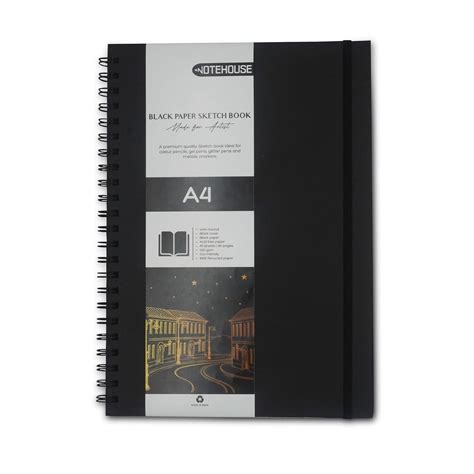 NOTEHOUSE A4 Sketchbook 200 GSM, 80 Pages Spiral-Bound Drawing Notebook ...