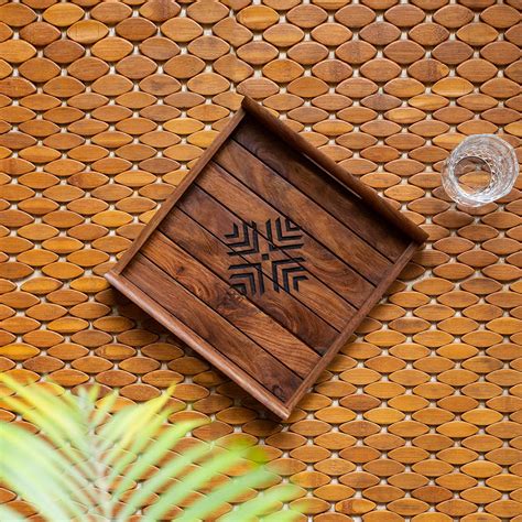 ExclusiveLane Sheesham Wooden Serving Tray for Serving Snacks Tea ...