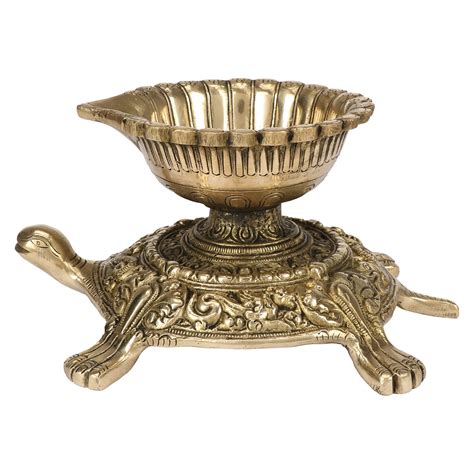Buy Kartique Brass Tortoise Shaped Diya for Home Décor, Gift Length 7.5 ...