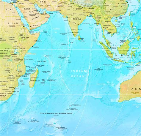 Indian Ocean physical map