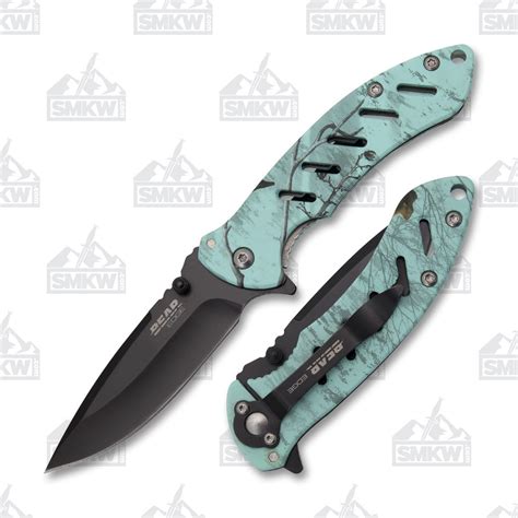 Bear & Son Bear Edge Brisk Folding Knife Teal Realtree Camo BR61508 - Smoky Mountain Knife Works