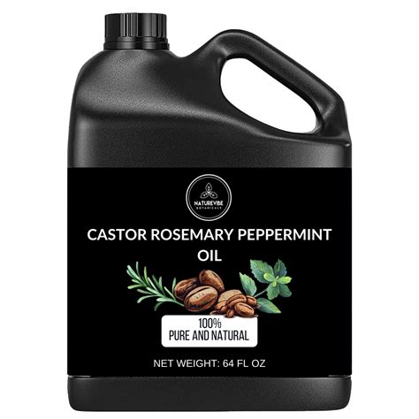 Castor Oil with Rosemary and Peppermint Oil | 100% Pure & Natural Oil | Cold Pressed | Great for ...