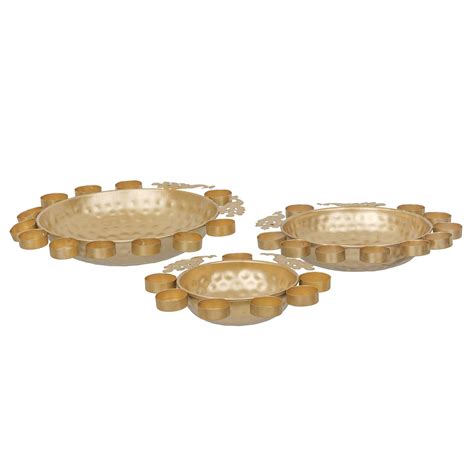 Webelkart Set of 3 Decorative Round Peacock Shape Urli Bowl for Home ...