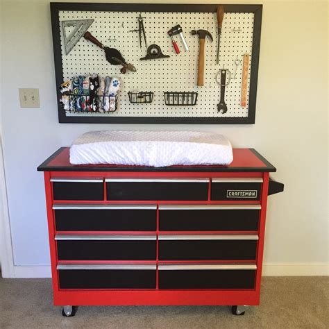 Tool Center for Baby Boy Room Nursery | Tool box baby changing table ...