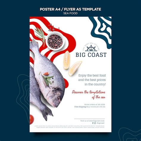 Delicious sea food poster template | Free PSD