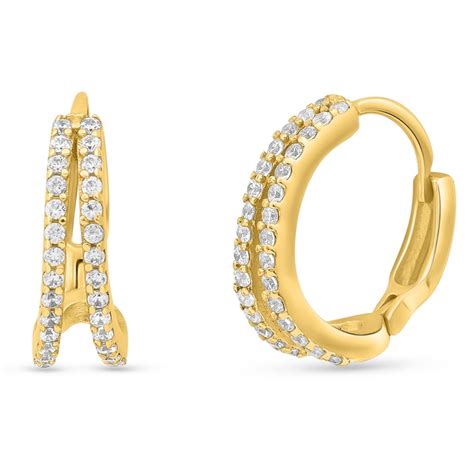 Golden Loops Classic 925 Sterling Silver Hoop Earrings with Gold Plati ...