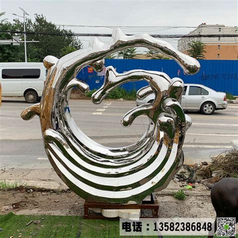 城市不锈钢雕塑供应厂家,河北曲阳不锈钢雕塑支持定制,镜面不锈钢浪花雕塑图片造型-2-5米广场雕塑-图片价格