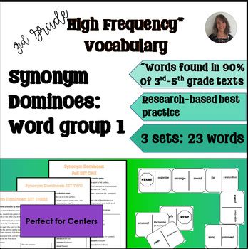 High Frequency Vocabulary Words Activity Synonym Dominoes Research ...