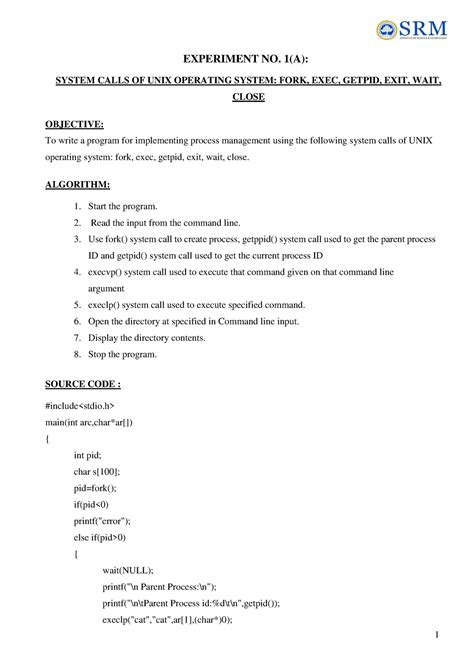 Os lab - 15CS301_5_sem.pdf - EXPERIMENT NO. 1(A): SYSTEM CALLS OF UNIX ...